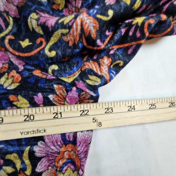 One World Women’s XL Floral Rhinestone Skull Embellished Tunic Top Whimsy Artsy - Picture 5 of 8